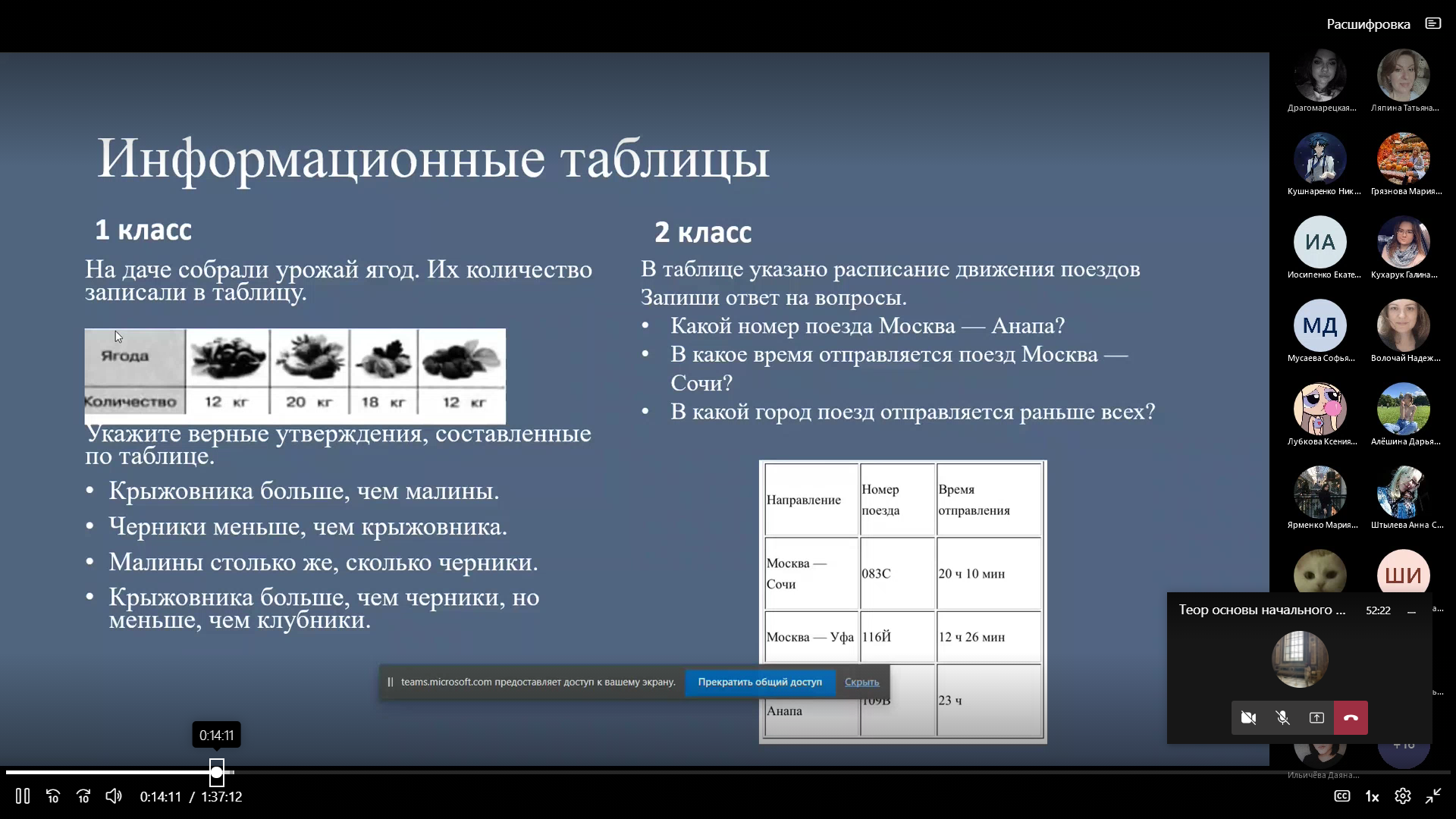 Работа с таблицами